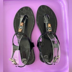 Coach “Piccadilly” t-strap patent sandals